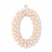 Boucles pendentifs facett&eacute;es ovale Blanc vanille