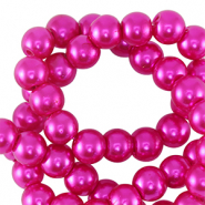 Perles en verre cir&eacute;es 8mm Fuchsia