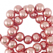 Perles en verre cirées 8mm Rose corail