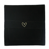 Sachet à bijoux coeur Noir-doré