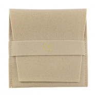 Sachet à bijoux coeur Beige latte-doré