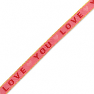 Ruban texte "love you" Rose foncé-rouge