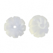 Pierres naturelles perles agate fleur Transparent blanc nacré