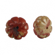 Pierres naturelles perles Jaspe fleur Rouge-marron