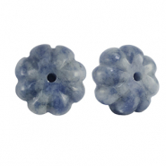 Pierres naturelles perles Sodalite et Microcline fleur Bleu-blanc