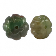 Pierres naturelles perles agate fleur Multicolore vert orange