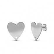 Boucles d'oreilles en acier Inox coeur Argent&eacute;