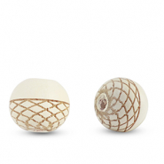 Perles en bois rond 10mm le motif Crème
