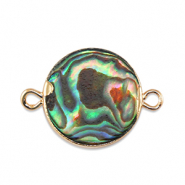 BQ Perles d'eau douce connecteur rond Doré-Vert océan