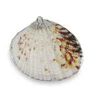 Pendentifs coquillage specials Coquille Saint-Jacques Ivoire marron cuivre-argent&eacute;