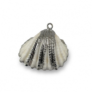 Pendentifs coquillage specials Coquille Saint-Jacques Blanc-argent&eacute;