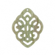 Pendentifs en r&eacute;sine losange baroque Gris cendre-vert