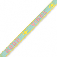 Ruban texte "good vibes" Turquoise-rose-jaune