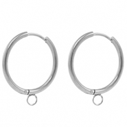 Boucles d'oreilles en acier Inox cr&eacute;oles 20mm Argent&eacute;