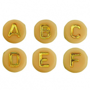 Perles lettres acryliques m&eacute;lang&eacute;es Jaune ocre-dor&eacute;