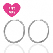 Boucles d'oreilles en acier Inox créoles 20mm Argenté