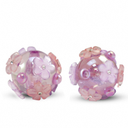 Perles acryliques fleur Violet-rose