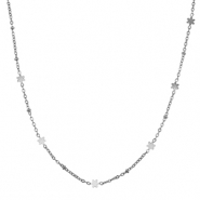 Colliers en acier Inox fleur Argenté