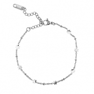 Bracelets en acier Inox fleur Argenté