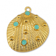 Breloques en m&eacute;tal DQ coquille Veraman Bleu-Dor&eacute; (sans nickel)