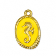 Breloques en métal DQ hippocampe Jaune-Doré (sans nickel)