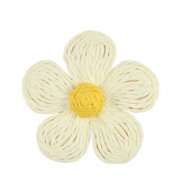 Pendentifs en Raphia fleur 55mm Blanc-jaune