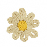 Pendentifs en Raphia fleur 50mm Beige