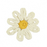 Pendentifs en Raphia fleur 50mm Blanc