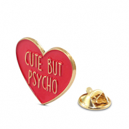 Pins cœur "Cute but psycho" Rouge-doré