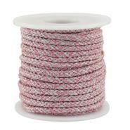 Cordon tress&eacute; tendance 3.5mm Blanc-rose-argent&eacute;