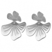 Boucles d'oreilles / puces en acier Inox fleur Argent&eacute;