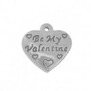 Breloques en acier Inox coeur Argent&eacute;