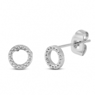 Boucles d'oreilles / puces d&rsquo;oreilles en acier Inox rond Argent&eacute;