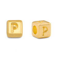 Perles alphabet en m&eacute;tal DQ P Dor&eacute; (sans nickel)