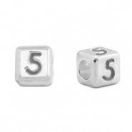 Perles alphabet en m&eacute;tal DQ 5 Argent&eacute; antique (sans nickel)