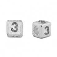 Perles alphabet en m&eacute;tal DQ 3 Argent&eacute; antique (sans nickel)