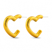Boucles d'oreilles tendance coeur Jaune dor&eacute;