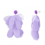 Boucles d'oreilles tendance fleur en mousseline Lavande-dor&eacute;