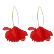 Boucles d'oreilles tendance fleur en mousseline Rouge-doré