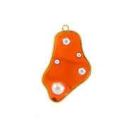 Pendentifs en résine irrégulier avec perles Doré-orange-blanc