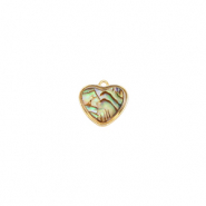 Pendentifs en résine avec imitation de coquille coeur Doré-Vert océan