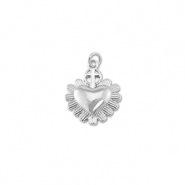 M&eacute;tal TQ laiton breloques coeur avec croix Argent&eacute;