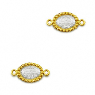 Connecteurs en acier Inox zirconium ovale Dor&eacute;-transparent