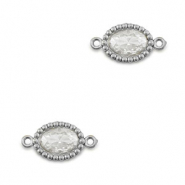 Connecteurs en acier Inox zirconium ovale Argent&eacute;-transparent