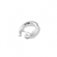 Broches avec perle Argent&eacute;-blanc