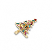 Broches sapin de Noël Doré-multicolore