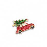 Broches voiture avec sapin de Noël Doré-rouge-vert
