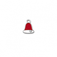 Breloques en m&eacute;tal zirconium cloche de no&euml;l Argent&eacute;-rouge-blanc