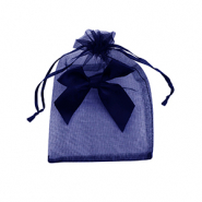 Sachet &agrave; bijoux en organza avec n&oelig;ud Bleu fonc&eacute;