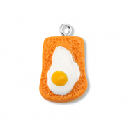 Pendentifs en résine toast avec œuf Orange-blanc-jaune
